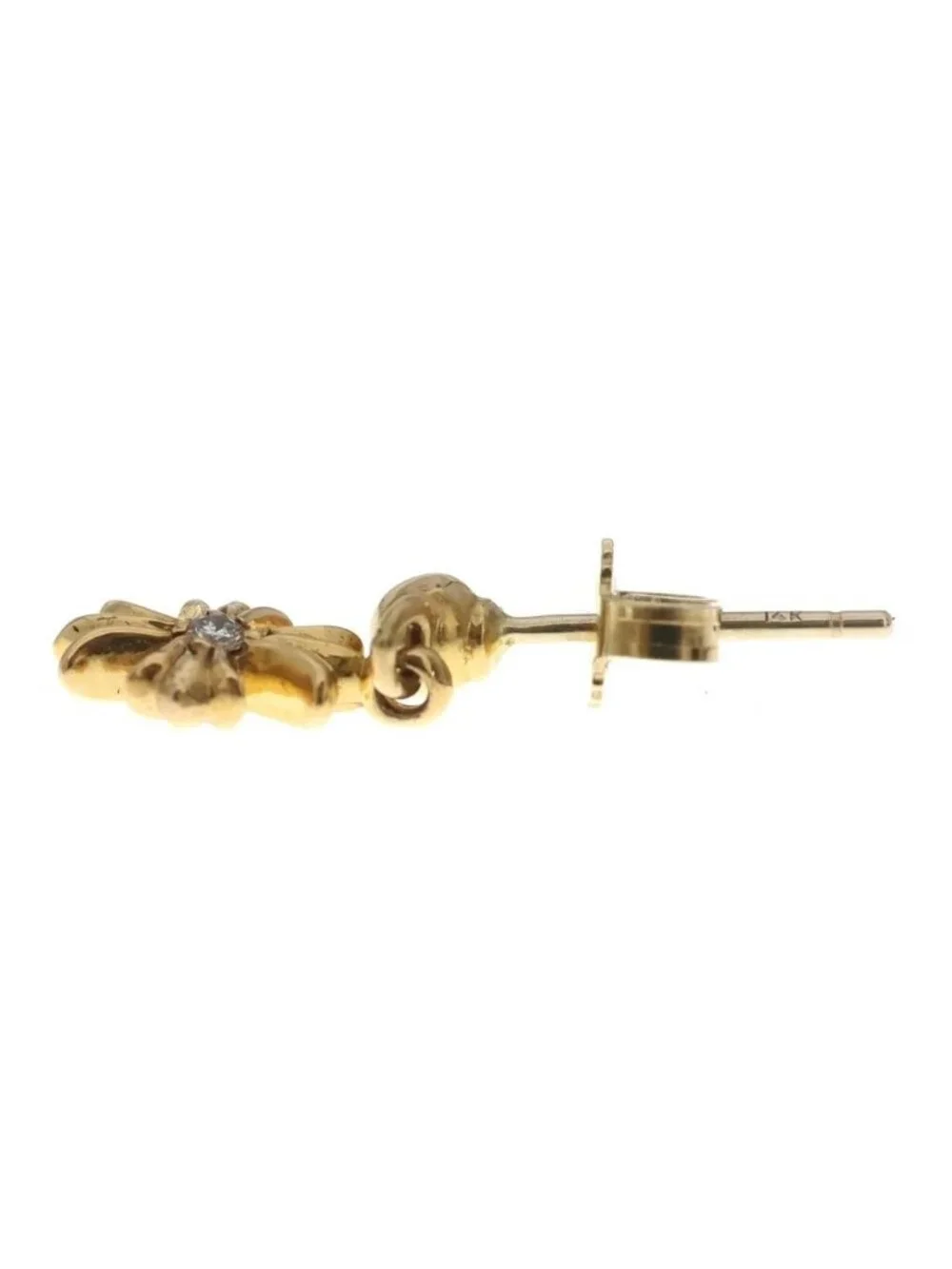 Chrome Hearts 22k Tny CH Dia Tiny CH Plus Drop Earrings 1 Diamond Gold